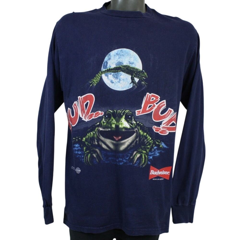 Vintage 1995 Budweiser Bud Weis Er Frogs Long Sleeve Shirt XL USA